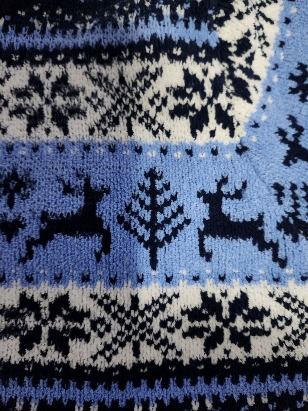 Reindeer Snowflake Themed Zippered Cardigan Women's L/XL Blue - Picture 4 of 7